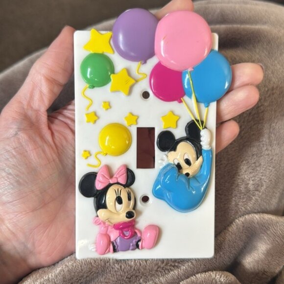 Vintage Disney 80s Light Switch Cover 1984 Baby Room  Mickey Minnie Mouse - Picture 1 of 5